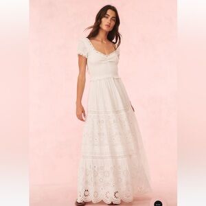 Love Shack Fancy Bisolet Eyelet Lace Maxi Dress NEW WITH TAGS
